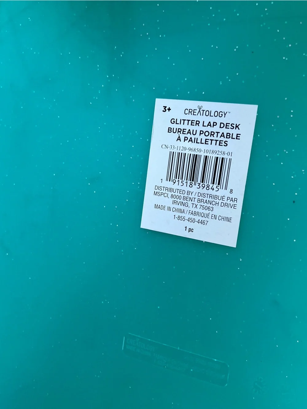 Kids Portable lap desk Activity Tray - Teal glitter